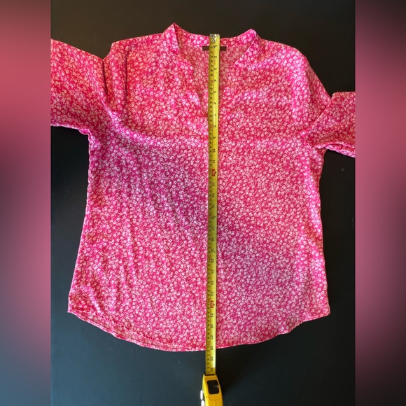 Gaharu Women's Ditsy Floral Top V Neck Chiffon Blouse 3/4 Sleeve Pink Large - Picture 11 of 11